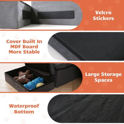 Show full view: RYPetmia 3-Step Foldable Dog Stairs with Storage, Gray slide 7 of 11