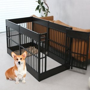RYPetmia 6-Panel Indoor & Outdoor Foldable Heavy Duty Personalized Coated Metal Dog & Cat Exercise Pen, Black, Small: 31.5-in