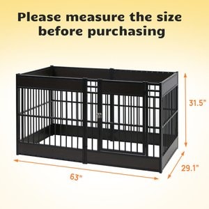 RYPetmia 6-Panel Indoor & Outdoor Foldable Heavy Duty Personalized Coated Metal Dog & Cat Exercise Pen, Black, Small: 31.5-in