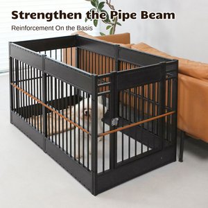 RYPetmia 6-Panel Indoor & Outdoor Foldable Heavy Duty Personalized Coated Metal Dog & Cat Exercise Pen, Black, Small: 31.5-in