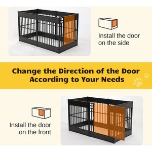 RYPetmia 6-Panel Indoor & Outdoor Foldable Heavy Duty Personalized Coated Metal Dog & Cat Exercise Pen, Black, Small: 31.5-in