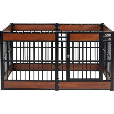 RYPetmia RYPetmia 6-Panel Indoor & Outdoor Foldable Heavy Duty Personalized Coated Metal Dog & Cat Exercise Pen, Mahogany, Small: 31.5-in