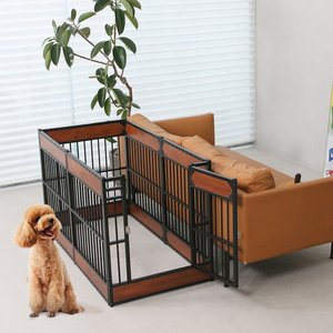 RYPetmia 6-Panel Indoor & Outdoor Foldable Heavy Duty Dog & Cat Exercise Pen, 31.5-in, Mahogany