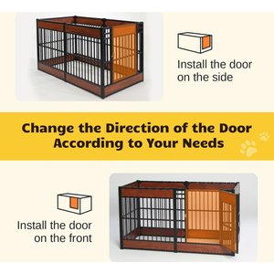 RYPetmia 6-Panel Indoor & Outdoor Foldable Heavy Duty Dog & Cat Exercise Pen, 31.5-in, Mahogany