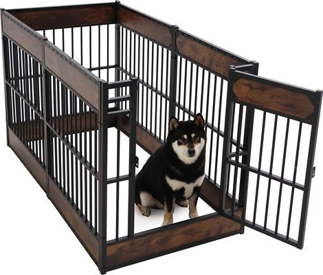 Show full view: RYPetmia 6-Panel Indoor & Outdoor Foldable Heavy Duty Dog & Cat Exercise Pen, 31.5-in, Rustic Brown slide 1 of 10