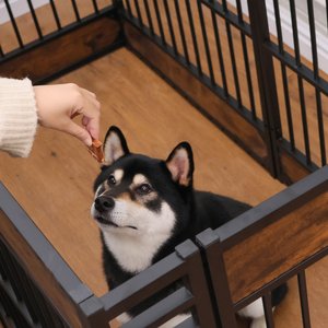 RYPetmia 6-Panel Indoor & Outdoor Foldable Heavy Duty Personalized Coated Metal Dog & Cat Exercise Pen, Rustic Brown, Small: 31.5-in