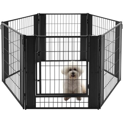 RYPetmia RYPetmia 6-Panel Personalized Coated Metal Dog Exercise Pen, Black, Small: 31.5-in