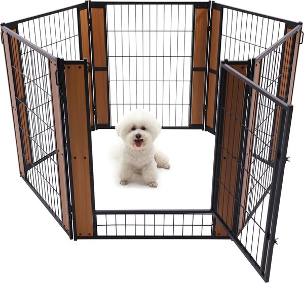 Show full view: RYPetmia 6-Panel Metal Dog Exercise Pen, 31.5-in, Brown slide 1 of 9
