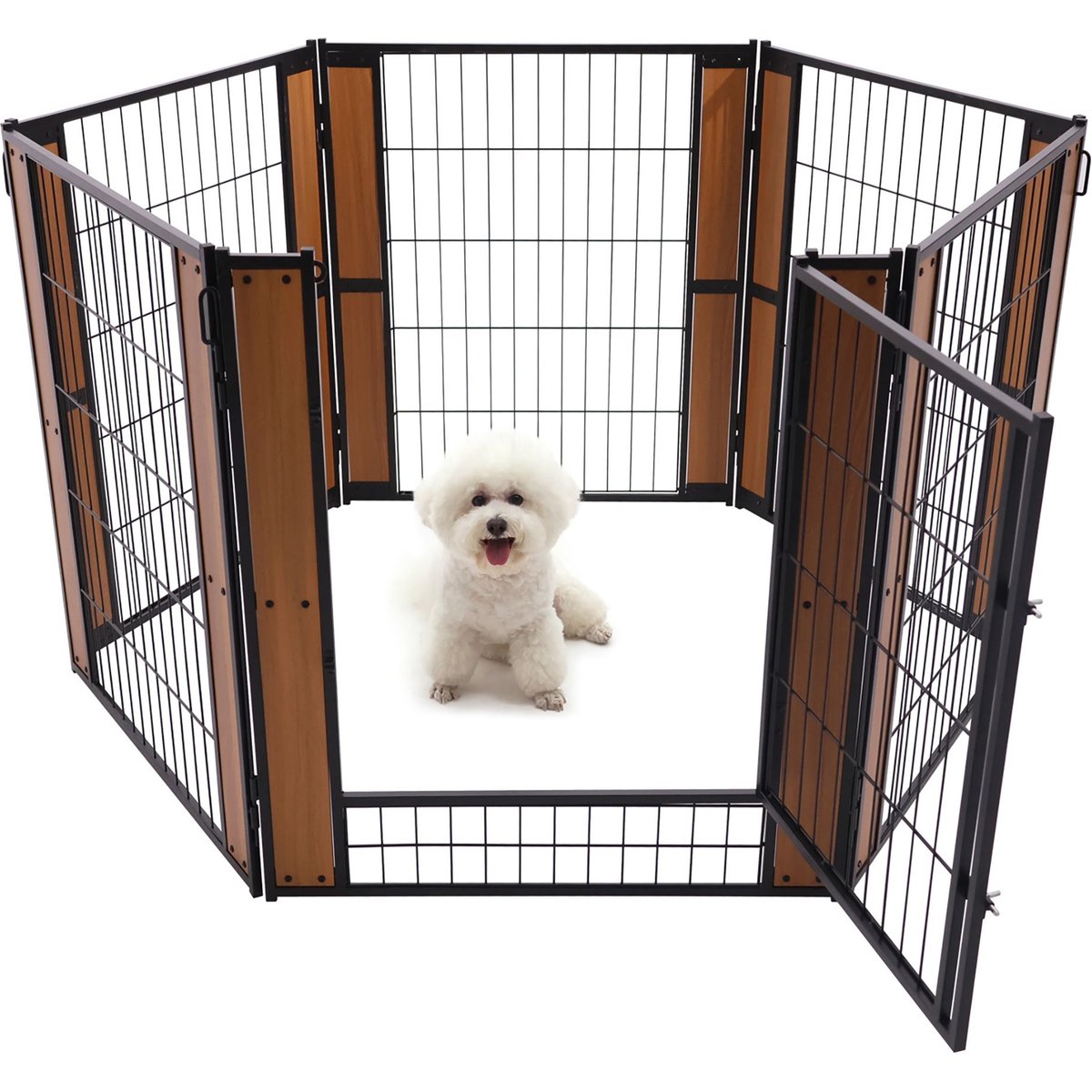 RYPetmia 6-Panel Personalized Coated Metal Dog Exercise Pen, Brown, Small: 31.5-in