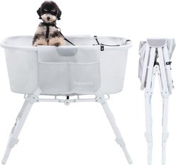 RYPetmia Elevated Folding Dog Bathtub Wash Station, ‎Gray