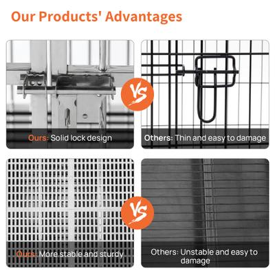 Show full view: RYPetmia Heavy Duty Indoor & Outdoor Double Door Dog Crate with Wheels, Silver, 38 inch slide 7 of 9