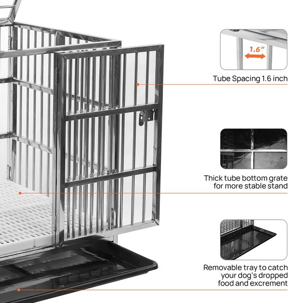 Show full view: RYPetmia Heavy Duty Indoor & Outdoor Double Door Dog Crate with Wheels, Silver, 38 inch slide 9 of 9