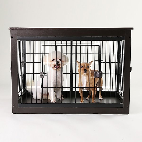 Show full view: RYPetmia Heavy Duty Three Door Wire End Table Dog Crate with Mat, Black, 32 inch slide 1 of 8