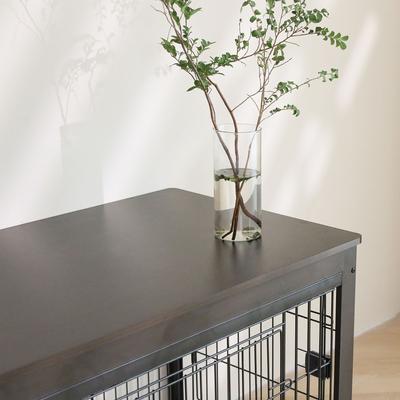 Show full view: RYPetmia Heavy Duty Three Door Wire End Table Dog Crate with Mat, Black, 32 inch slide 4 of 8