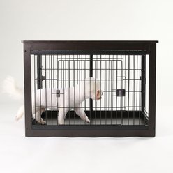 RYPetmia Heavy Duty Three Door Wire End Table Dog Crate with Mat, Black, 38 inch slide 2 of 9