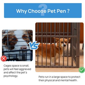 RYPetmia Indoor & Outdoor Heavy Duty Dog & Cat Exercise Pen, 31.5-in, Silver