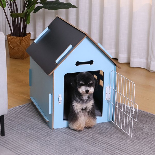 RYPetmia Indoor Wooden Dog & Cat House with Bed