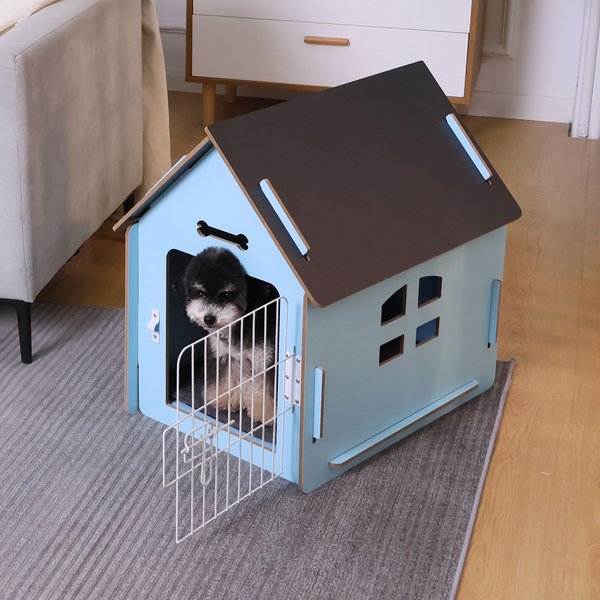 RYPetmia Indoor Wooden Dog & Cat House with Bed