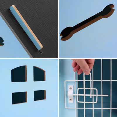 Show full view: RYPetmia Indoor Wooden Dog & Cat House with Bed, Blue, Small slide 9 of 10