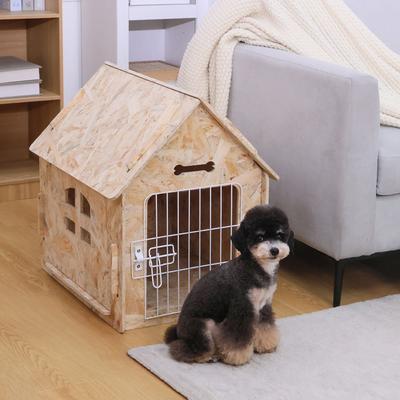 Show full view: RYPetmia Indoor Wooden Dog & Cat House with Bed, Light Wood, Small slide 2 of 10