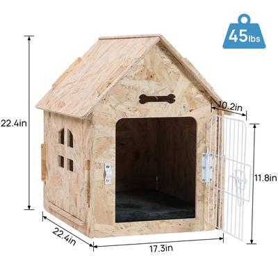 Show full view: RYPetmia Indoor Wooden Dog & Cat House with Bed, Light Wood, Small slide 5 of 10