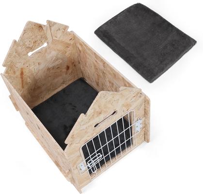 Show full view: RYPetmia Indoor Wooden Dog & Cat House with Bed, Light Wood, Small slide 9 of 10