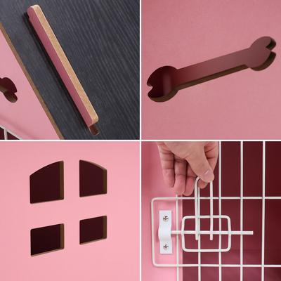 Show full view: RYPetmia Indoor Wooden Dog & Cat House with Bed, Pink, Small slide 9 of 10