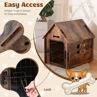 Show full view: RYPetmia Indoor Wooden Dog & Cat House with Bed, Walnut, Medium slide 4 of 10