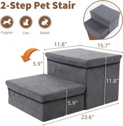 RYPetmia Non-Slip 2-Step Foldable Dog Stairs with Storage, Gray slide 2 of 9