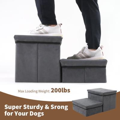 Show full view: RYPetmia Non-Slip 2-Step Foldable Dog Stairs with Storage, Gray slide 8 of 11