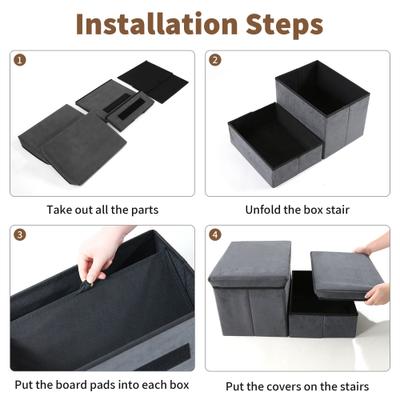 Show full view: RYPetmia Non-Slip 2-Step Foldable Dog Stairs with Storage, Gray slide 7 of 11