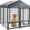 Show in main carousel: RYPetmia Outdoor Metal Dog Kennel with Roof, Black, Large: 4.5 x 4.5 x 4.9-ft slide 1 of 11