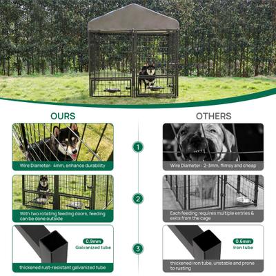 Show full view: RYPetmia Outdoor Metal Dog Kennel with Roof, Black, Large: 4.5 x 4.5 x 4.9-ft slide 6 of 11