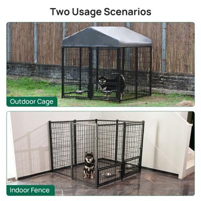Show full view: RYPetmia Outdoor Metal Dog Kennel with Roof, Black, Large: 4.5 x 4.5 x 4.9-ft slide 7 of 11
