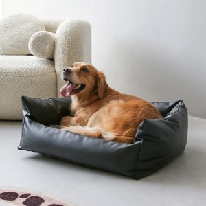 RYPetmia PU Leather Dog & Cat Sofa Bed, Black, 26-in