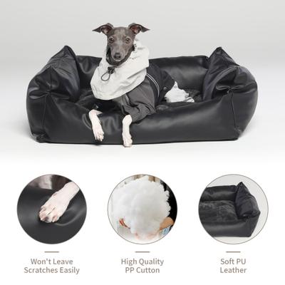 Show full view: RYPetmia PU Leather Dog & Cat Sofa Bed, Black, 26-in slide 4 of 9