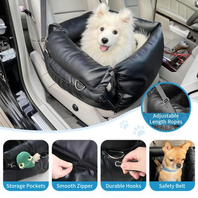 Show full view: RYPetmia Waterproof PU Leather Travel Dog & Cat Car Booster Seat, Black slide 4 of 10