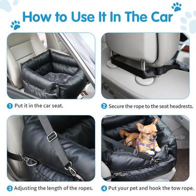 Show full view: RYPetmia Waterproof PU Leather Travel Dog & Cat Car Booster Seat, Black slide 5 of 10