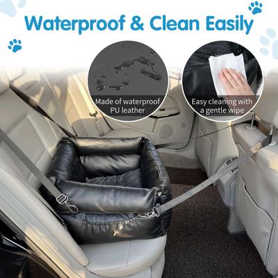 Show full view: RYPetmia Waterproof PU Leather Travel Dog & Cat Car Booster Seat, Black slide 2 of 10