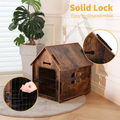 Show full view: RYPetmia Wooden Indoor & Outdoor Dog House, Small/Medium, Brown slide 4 of 12