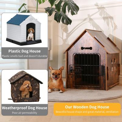 Show full view: RYPetmia Wooden Indoor & Outdoor Dog House, Small/Medium, Brown slide 3 of 12
