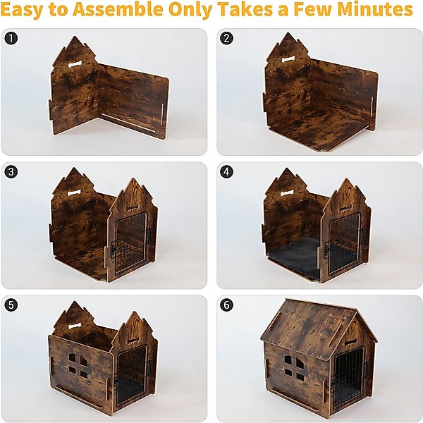 Show full view: RYPetmia Wooden Indoor & Outdoor Dog House, Small/Medium, Brown slide 8 of 12