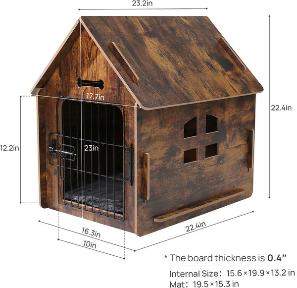 Show full view: RYPetmia Wooden Indoor & Outdoor Dog House, Small/Medium, Brown slide 9 of 12
