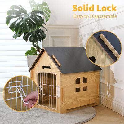 RYPetmia Wooden Indoor & Outdoor Dog House, Small/Medium
