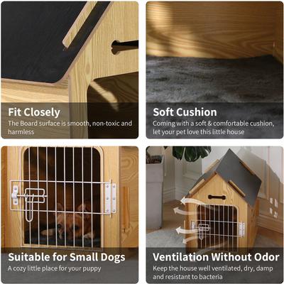 RYPetmia Wooden Indoor & Outdoor Dog House, Small/Medium
