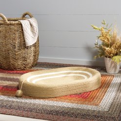SAFAVIEH Cat Scratch Toy Jute Bed, Natural/Ivory, 24 x 16 x 4-in