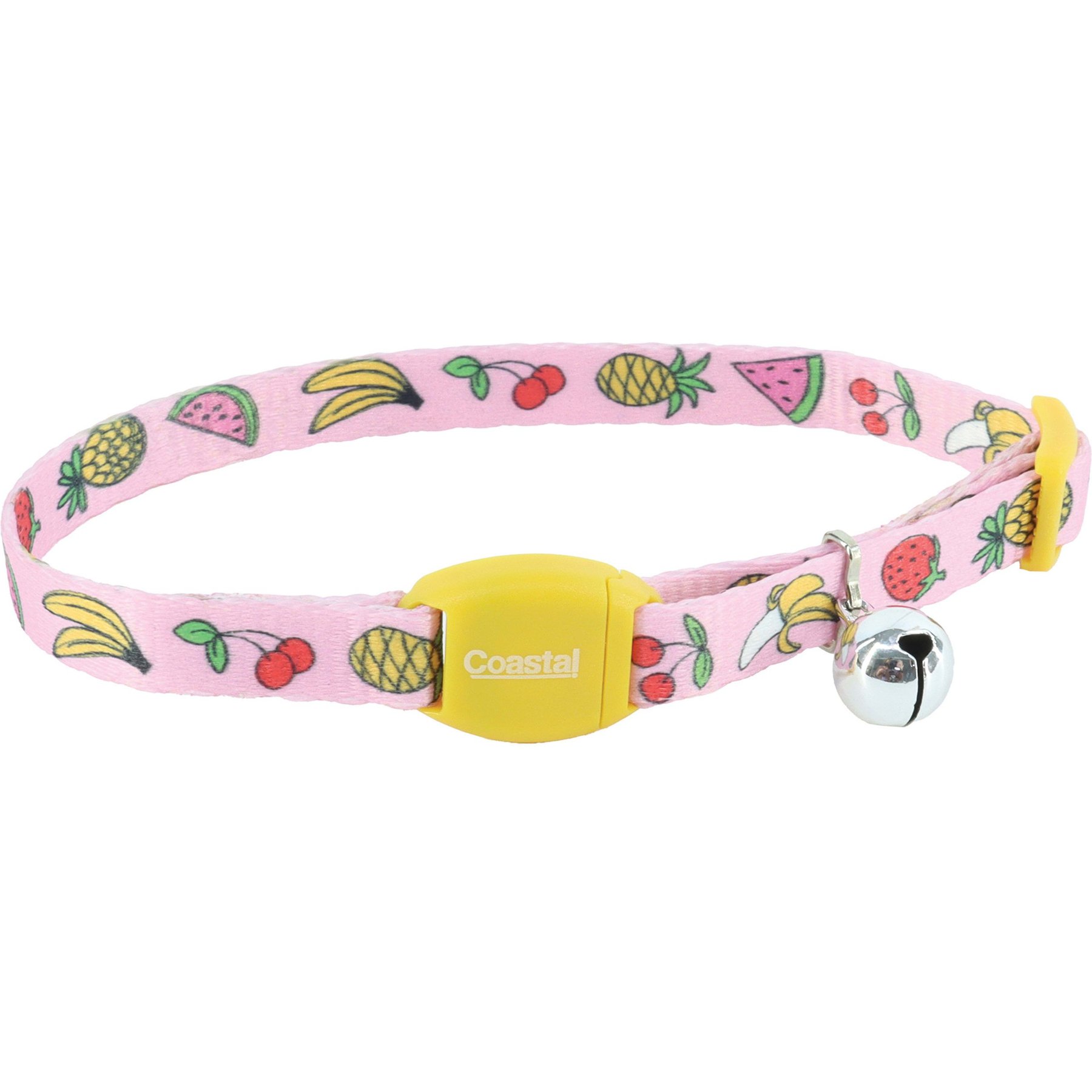 Safe Cat Adjustable Breakaway Magnetic Buckle Cat Collar, 8 to 12-in neck, 3/8-in wide, Fruit Salad