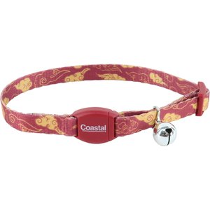 Safe Cat Adjustable Breakaway Magnetic Buckle Cat Collar, 8 to 12-in neck, 3/8-in wide, Scarlet Skies