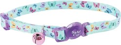 Safe Cat Fashion Adjustable Breakaway Cat Collar, 8 to 12-in neck, 3/8-in wide, Butterflies