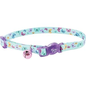Safe Cat Fashion Adjustable Breakaway Cat Collar, 8 to 12-in neck, 3/8-in wide, Butterflies